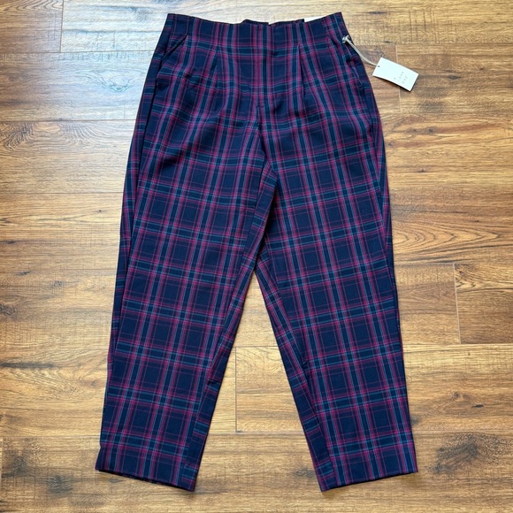 A New Day Women’s High Rise Pleated Tapered Leg Plaid Pattern Pants Size 8 NWT - Picture 1 of 8